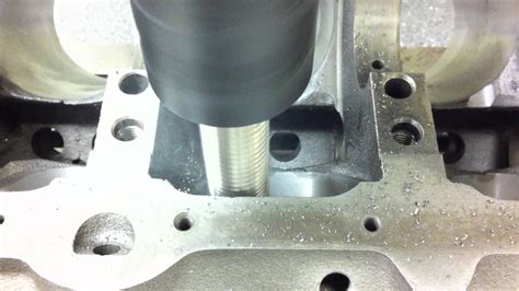 cnc machining chevy small block site youtube.com|SB Chevy 350 being stroker clearanced w/ Rottler F68A CNC.